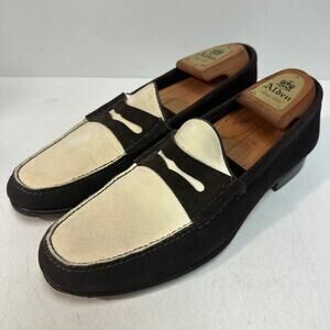 VGUC Tom Ford Brown Cream Suede Penny Loafers Made in Spain EU 8.5 T US 9.5 D